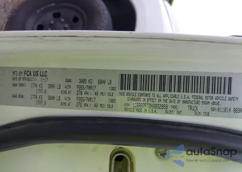 2017 Ram 1500 St z USA, uszkodzony, nr VIN 1C6RR7FT2HS652858